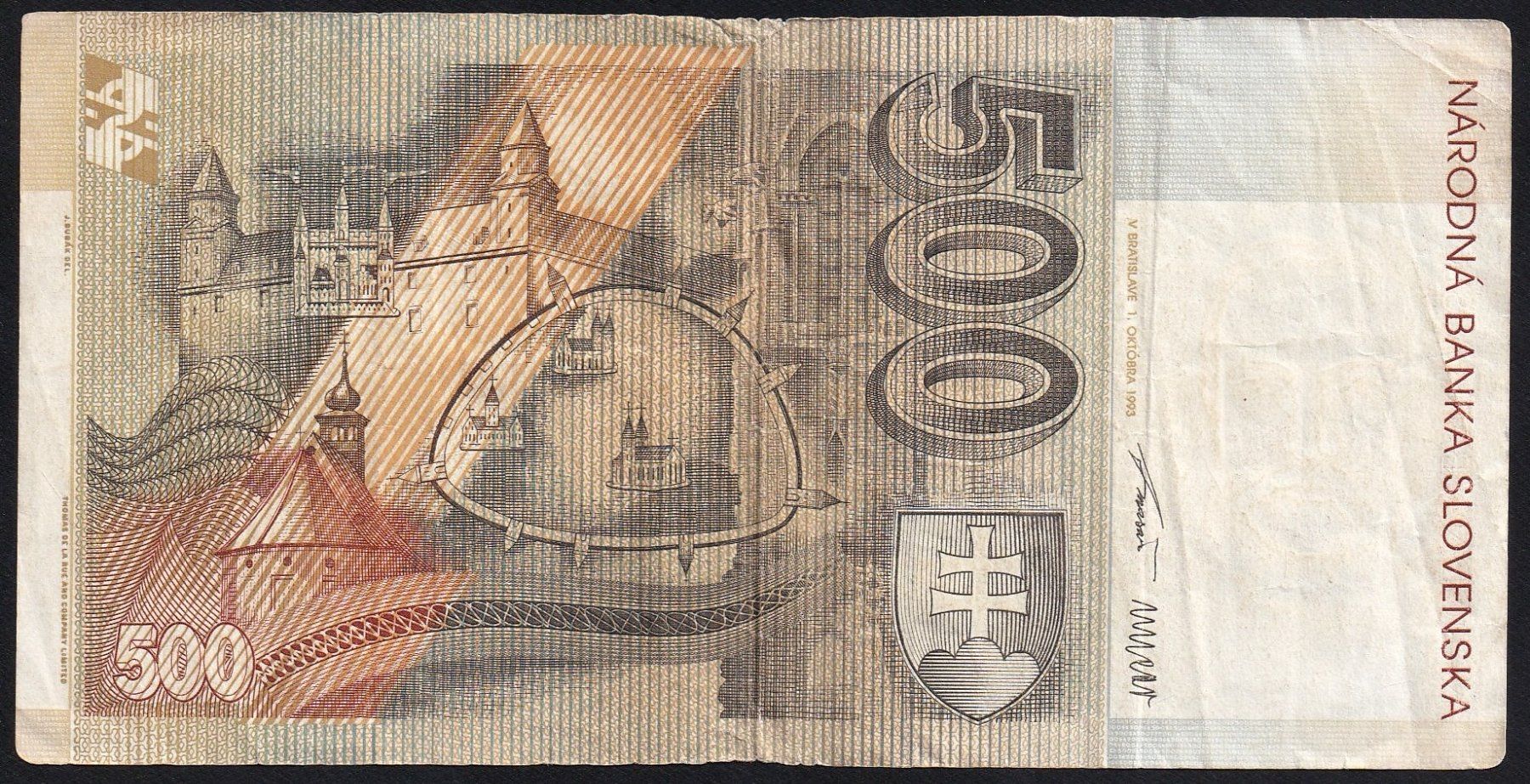 Banknoten: Slowakei 500 Korun 1993 – Gebraucht aus Brugg AG von banknoten_muesli 1