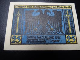 Notgeldschein 25 Pfennig von Schwarzburg im Thür. Wald 1922