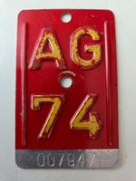 Velonummer AG 74 plaque Velo