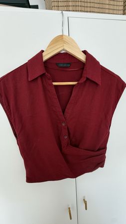 Chemise courte Zara bordeaux sans manches taille S