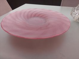 Grosse Glasschale, rosa satiniert, sehr schwer