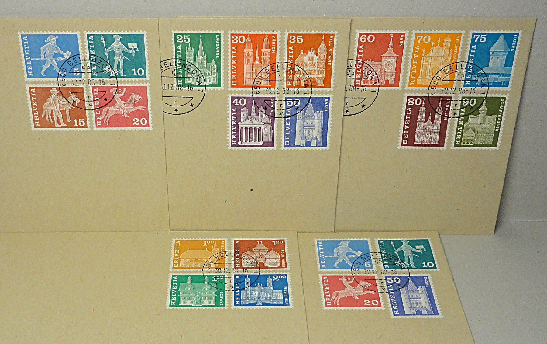 Alle Briefmarken: 5 Briefe Postgeschichte u. Baudenkmäler Satz 1960 – Gebraucht aus Solduno von albimicio