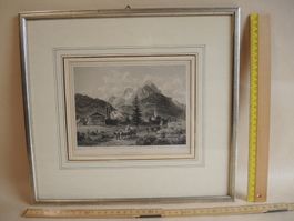 Stich Kloster Ingenbohl Schwyz c 1840 m Bauen u Uri Rotstock