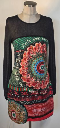S 34/36 DESIGUAL Sommerkleid Chiffonärmel "the magic stories
