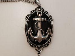 Halskette Sailor Anker schwarz / silber