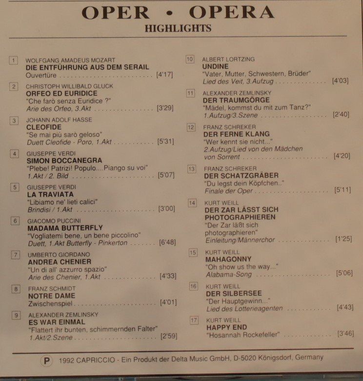 CD: Oper Highlights – Opera – Usato da Luzern venduto da CONTENTI 3