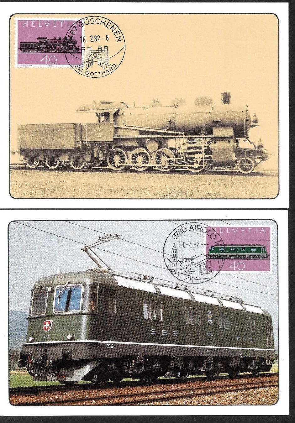 Alle Briefmarken: 2 Maximumkarten Serie 668-669 Orts-ET 18.2.1982 – Neu (gemäss Beschreibung) aus Olten von clotaldi