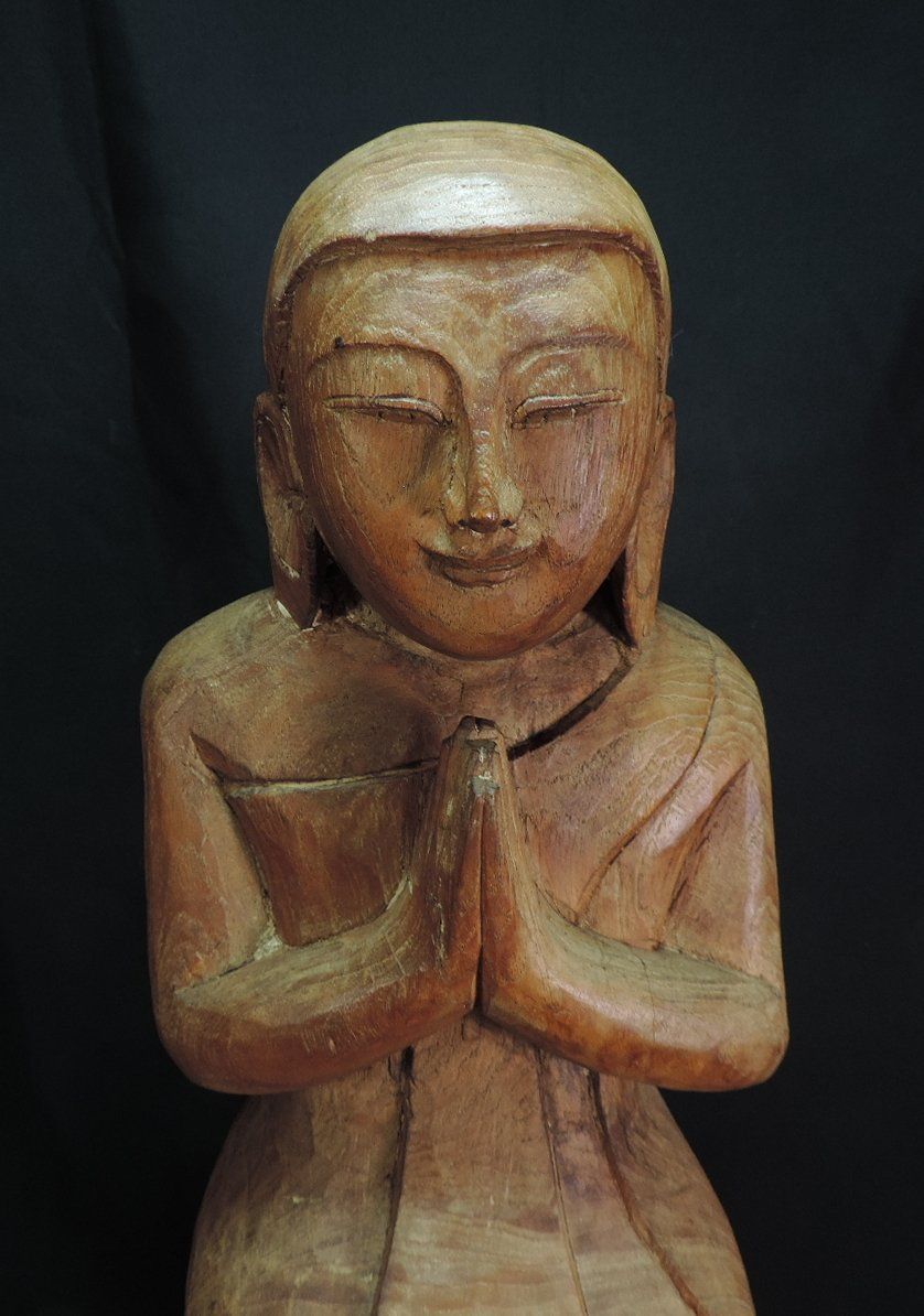 Sculture & Statue: grosse, alte Burma Mönchs Figur aus Teakholz – Usato da Duggingen venduto da roterbambus 5
