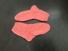 Handgestrickte Kindersocken Gr. 24/25 Rosa - Fusslänge 16 cm
