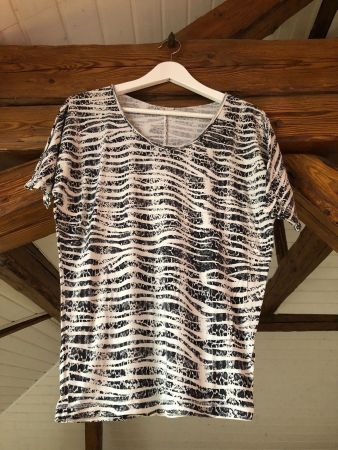 H&M Damen T-shirt Weiss Snake Zebra Muster White Oversize