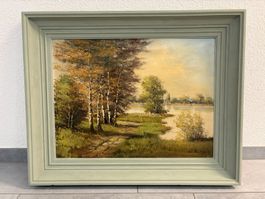 75.5 cmbreitx61cm hoch/Öl Gemälde Katzensee Landschaft