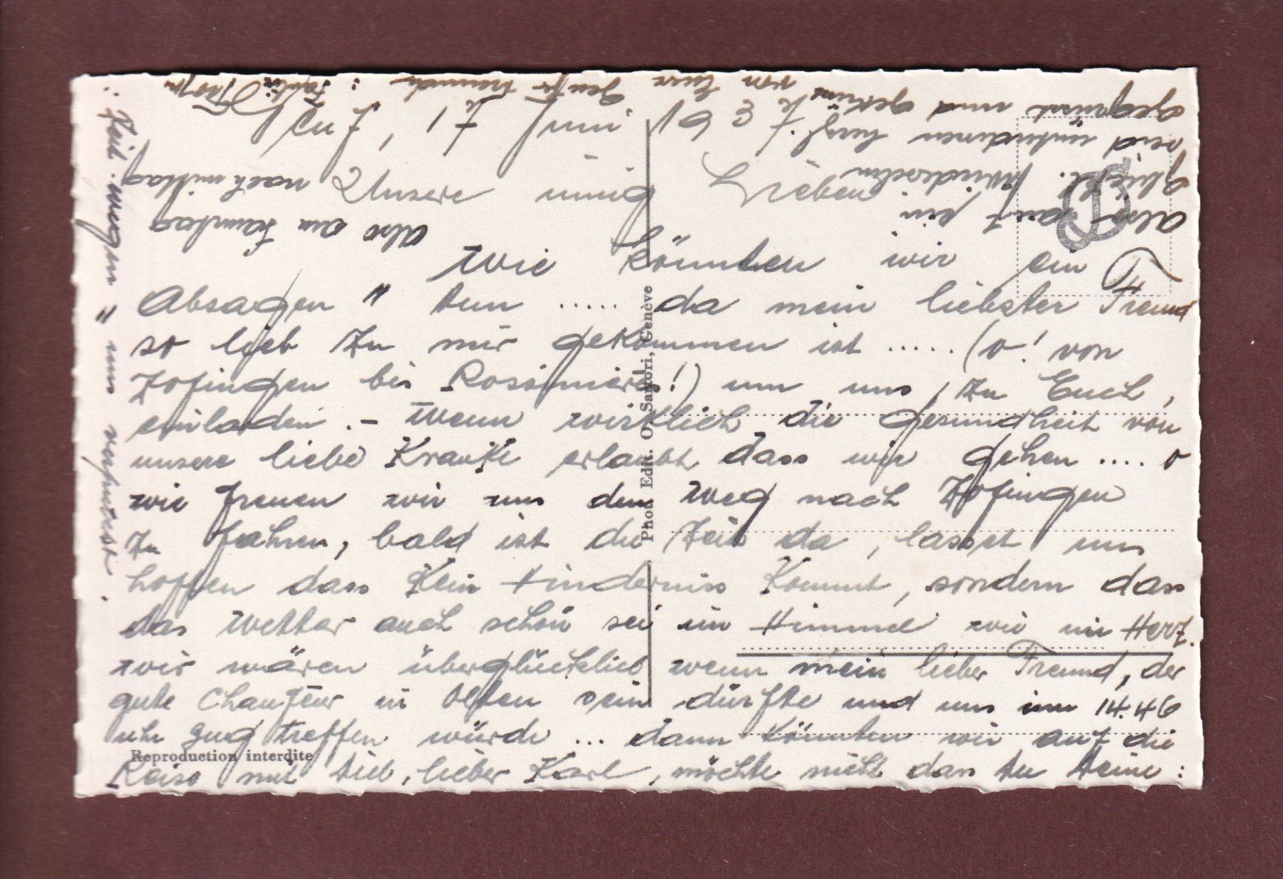 Cartoline postali: GENEVE - La Rade - 1937 – Usato da Pully venduto da nicecards 1