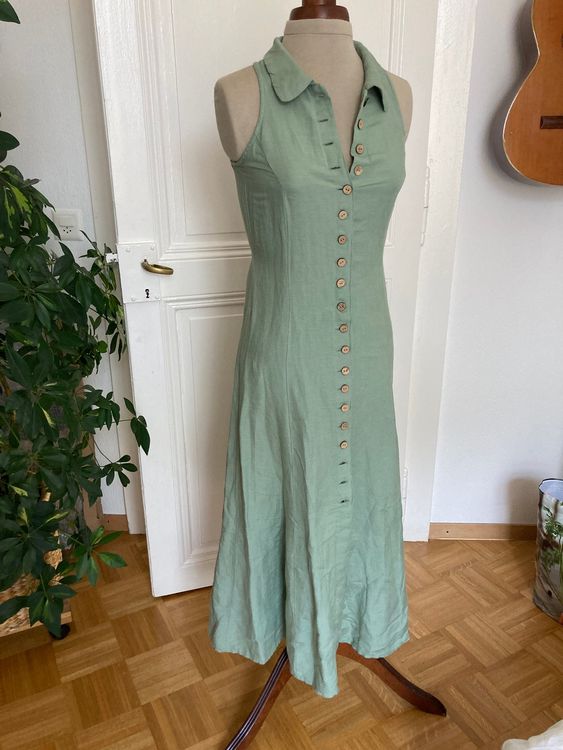 Robe chemise en lin mélangé - Blanc/rayures bleues - FEMME | H&M FR