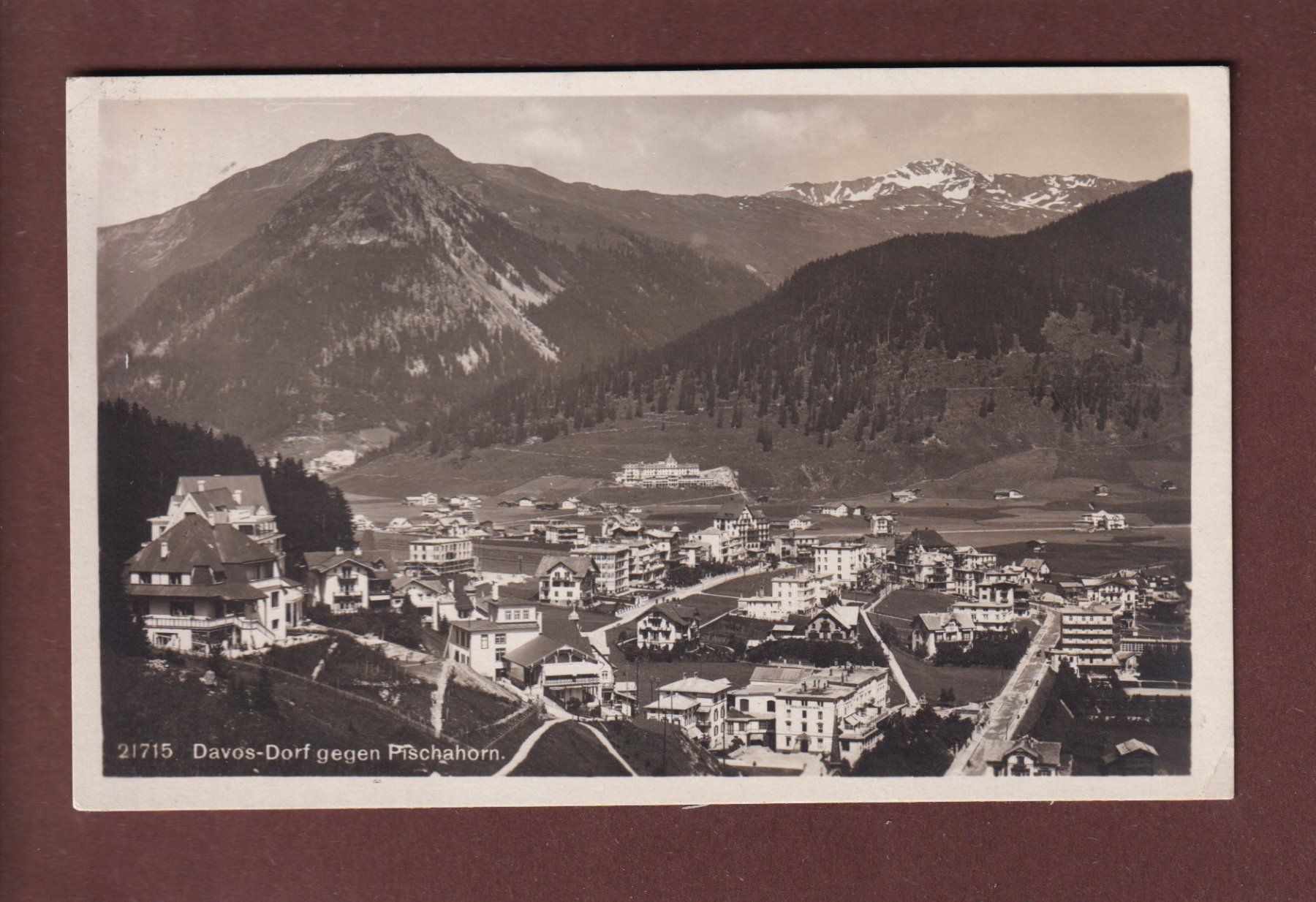 Cartoline postali: DAVOS-DORF gegen Pischahorn - 1923 // kleiner Eckbug // – Usato da Pully venduto da nicecards