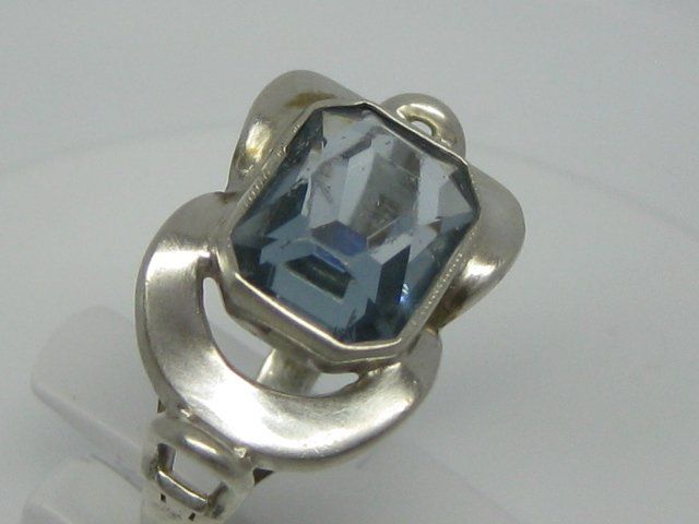 Anelli: Art Deco Antik Ring Silber 835 blauer Stein / Gr. 53.5 – Usato da Ermatingen venduto da Decovin 1