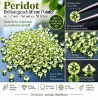 50 Stück fein brillantgeschliffene Peridot-Pointer 1,5 mm