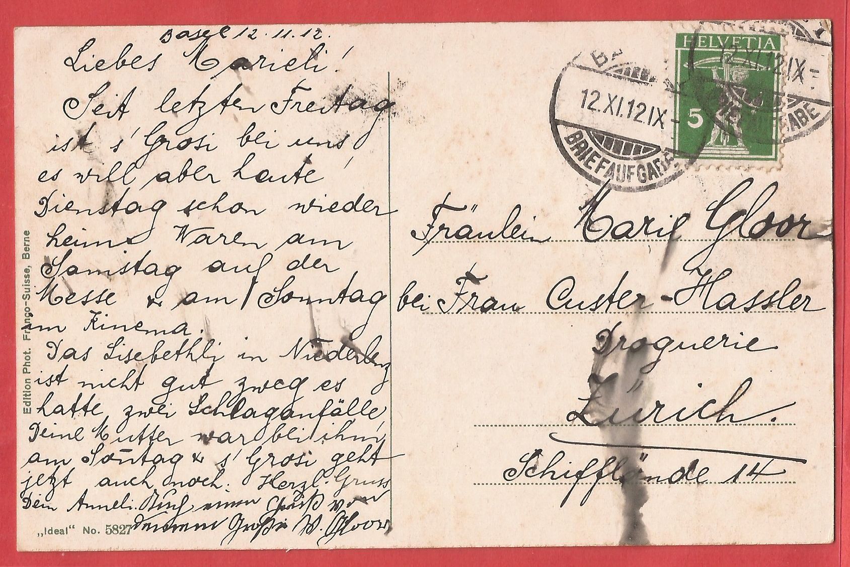 Cartoline postali: Basel - Missionsstrasse mit Kutsche und Tram - 1912 – Usato da Fislisbach venduto da Porano 1