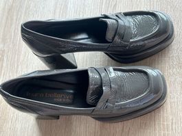 Pumps grau/olive Plateau Blockabsatz Laura Bellariva Gr. 38