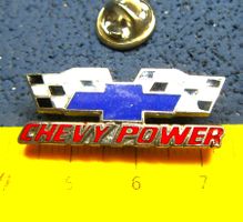 CHEVY POWER RACING AUTO LOGO PIN ENAMEL SILBRIG CHEVROLET