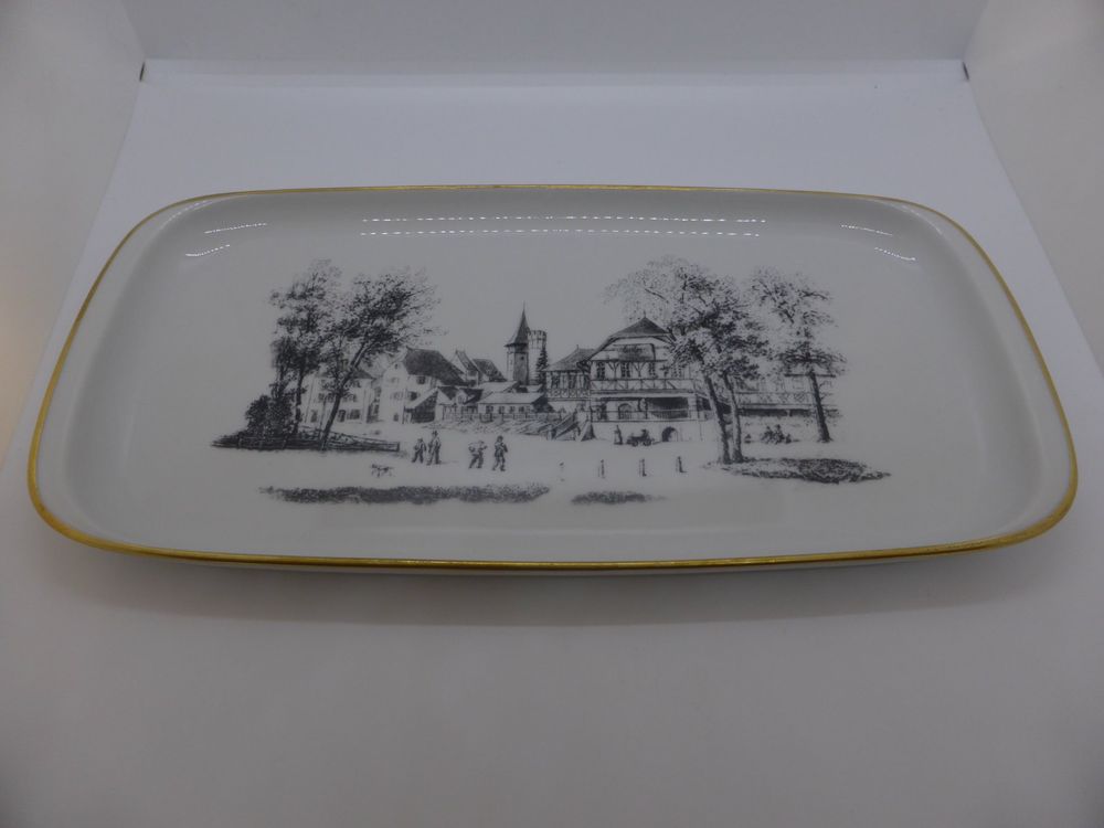 PLAT À CAKE en porcelaine de limoges monogramme MC décor Roses de porcelaine EUR 15,00 - FR
