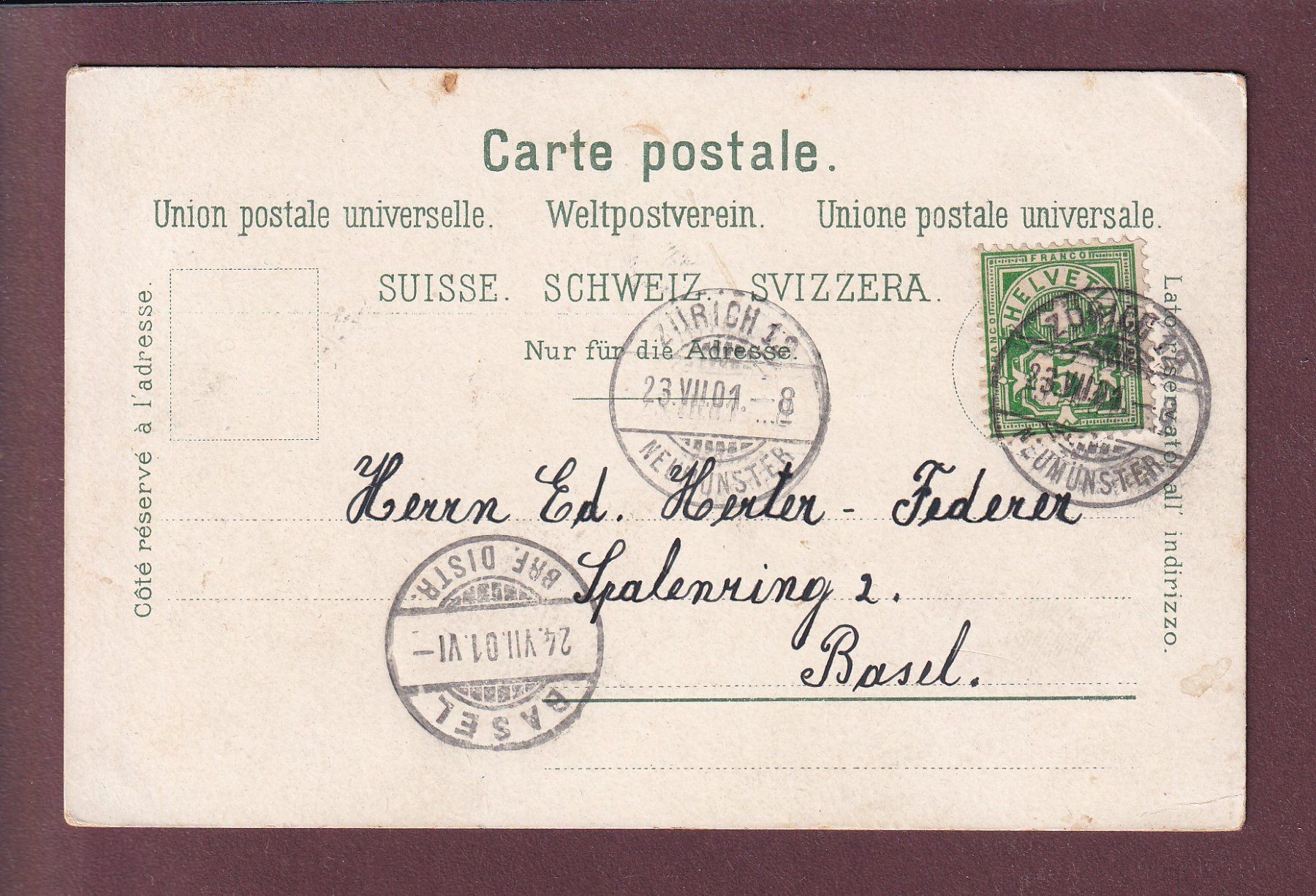 Cartoline postali: UETLIBERG - 1901 – Usato da Pully venduto da nicecards 1