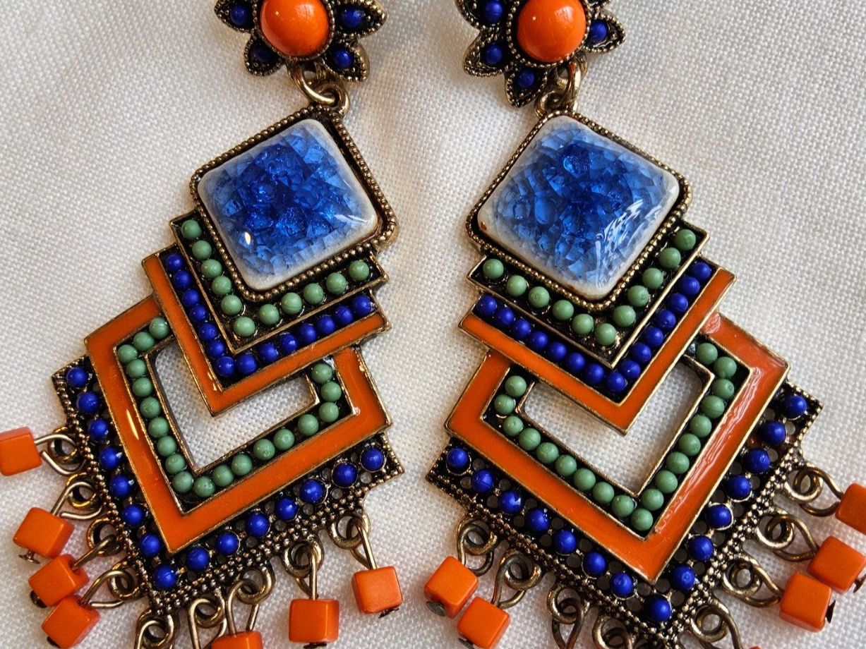 Orecchini pendenti & Orecchini a lobo: Vintage Boho Ohrhänger, schick und bunt – Usato da Zürich venduto da SciTec