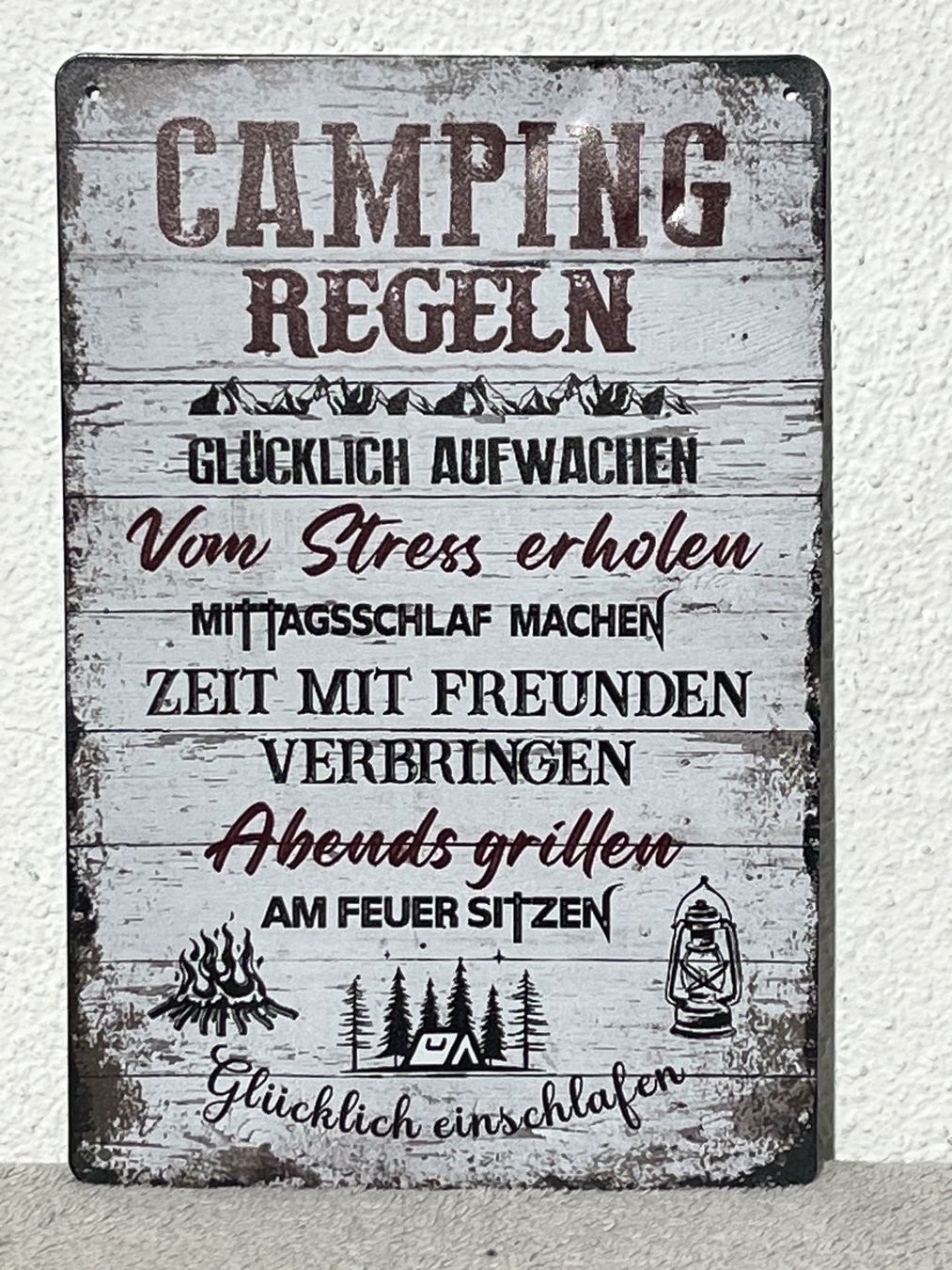 Insegne: Camping Regeln Blechschild, Dekoschild – Nuovo e nell'imballaggio originale da Oberegg venduto da MZ_DiesundDas