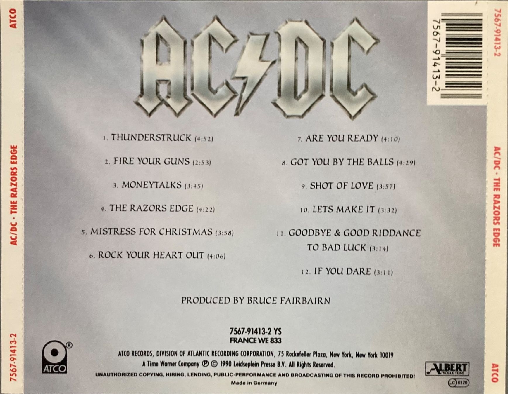 Dischi in vinile: AC/DC - THE RAZORS EDGE – Usato da Poliez-Pittet venduto da Newtown-Records 1