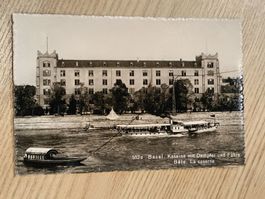 Photo Karte / Basel - Kaserne mit Dampfer und Fähre 1939