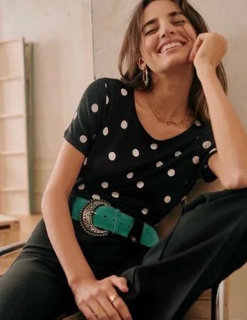 Sézane Andrè t- Shirt Polka Dot schwarz-weiss, Gr. 38