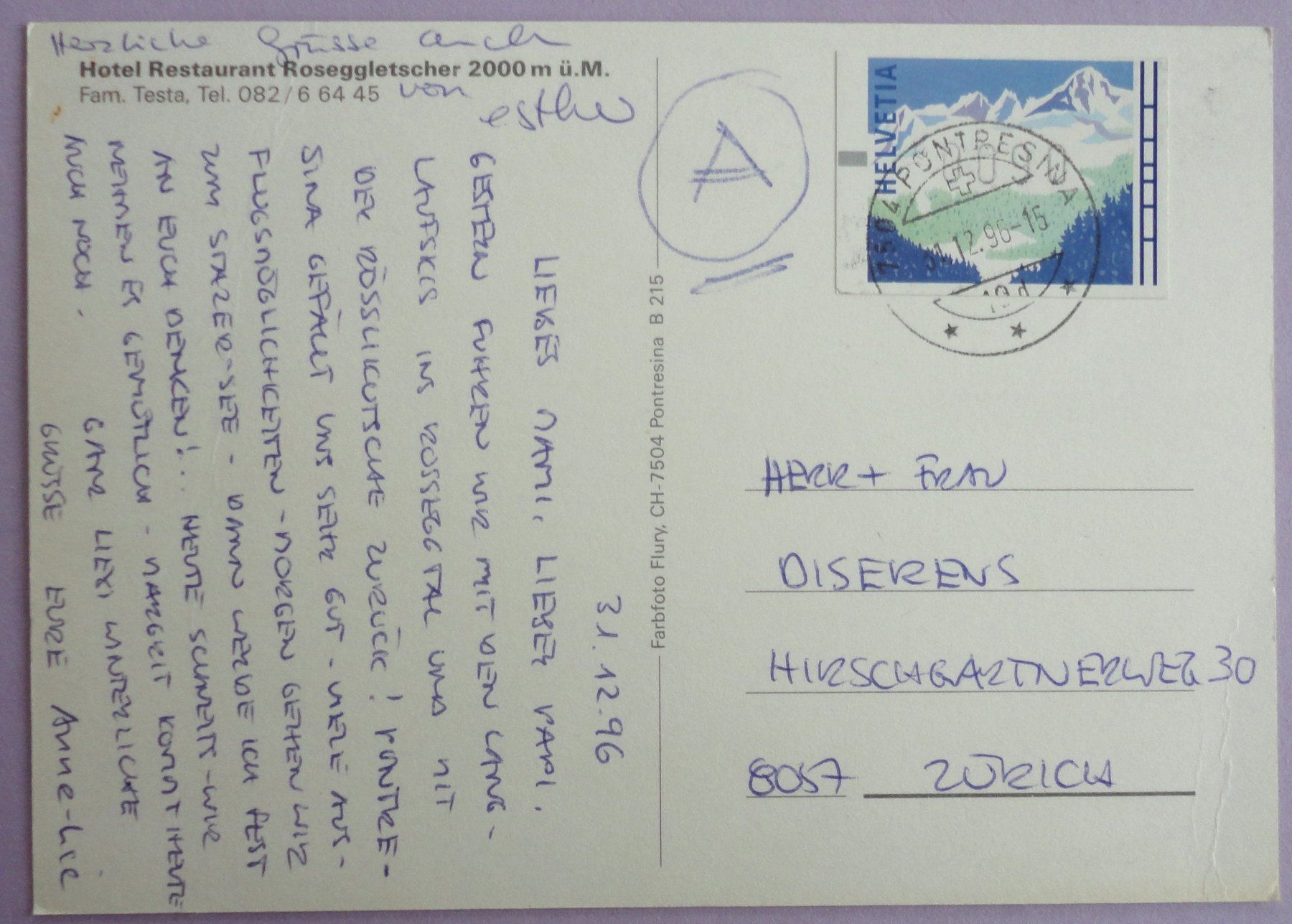 Cartoline postali: Hotel-Rest. Roseggletscher 2000 m ü.M. – Difettoso da Fétigny venduto da Billy2miny 1