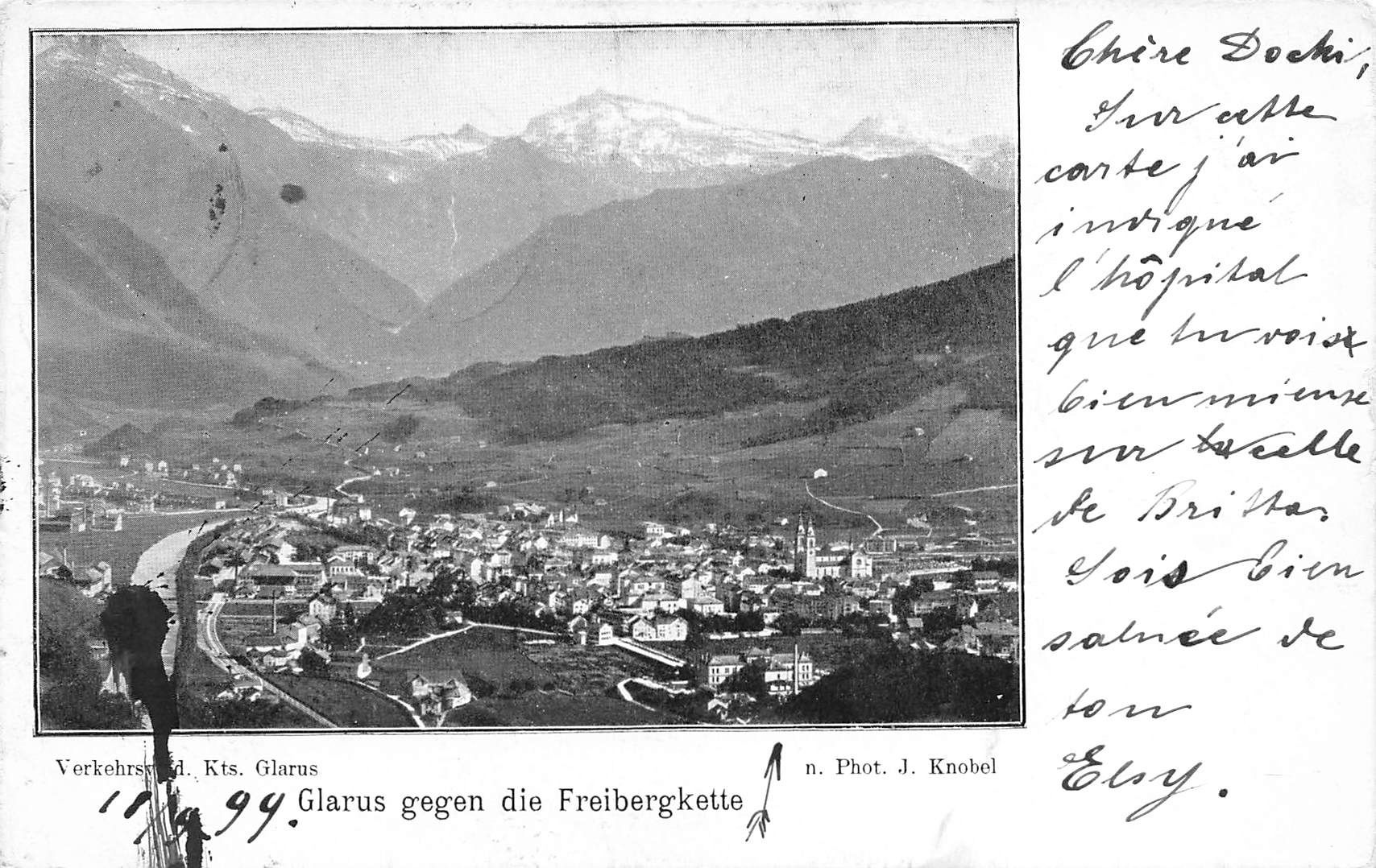 Cartoline postali: Glarus gegen die Freibergkette – Usato da Biasca venduto da Blenio71