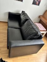 Elegantes schwarzes 3er Ledersofa