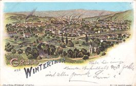 1898, Lithokarte "Gruss aus Winterthur"