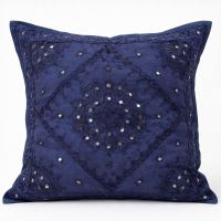 Kissen Blau Kissenhülle Indien Bezug Baumwolle