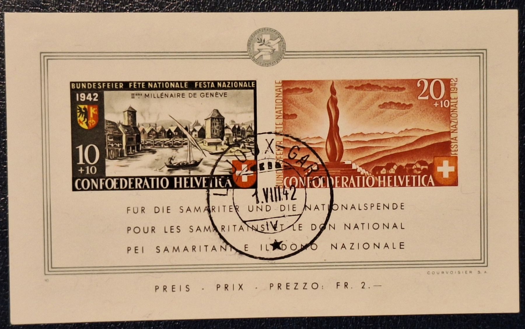 Tutti i francobolli: Bundesfeierblock 1942 Pro Patria  – Usato da Balgach venduto da SIMEON27