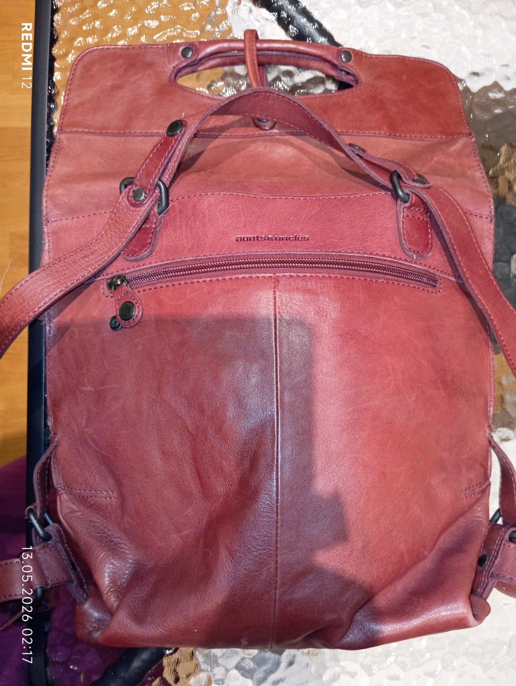 Zaini: Aunts & Uncles Leder- Rucksacktasche, weinrot – Usato da Ennetbaden venduto da abrso 3