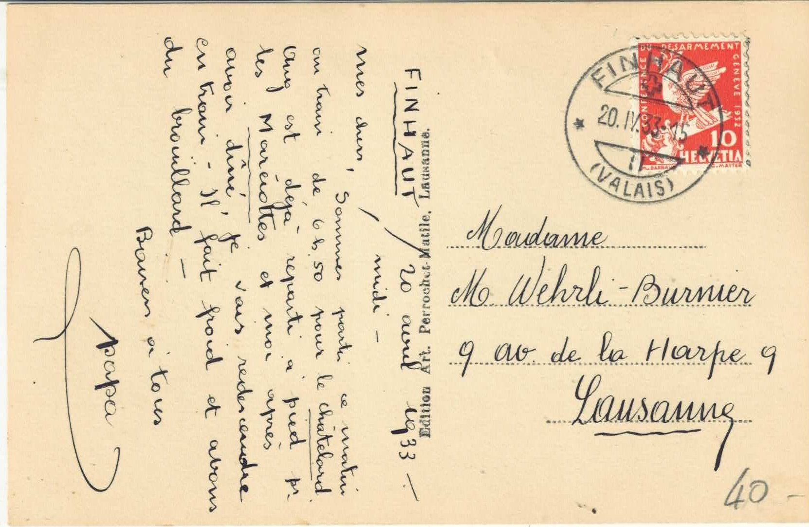 Cartoline postali: Finhaut - La Gare – Usato da Ettingen venduto da Kartenplanet 1