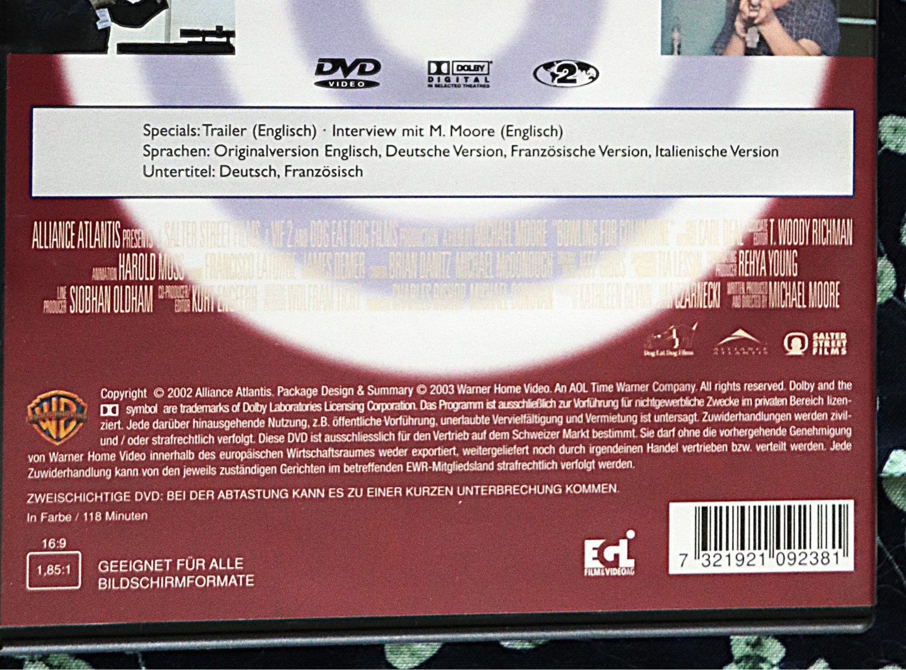 Tutti i DVDs: Bowling for Columbine von Michael Moore – Usato da Glattfelden venduto da Sirax 3