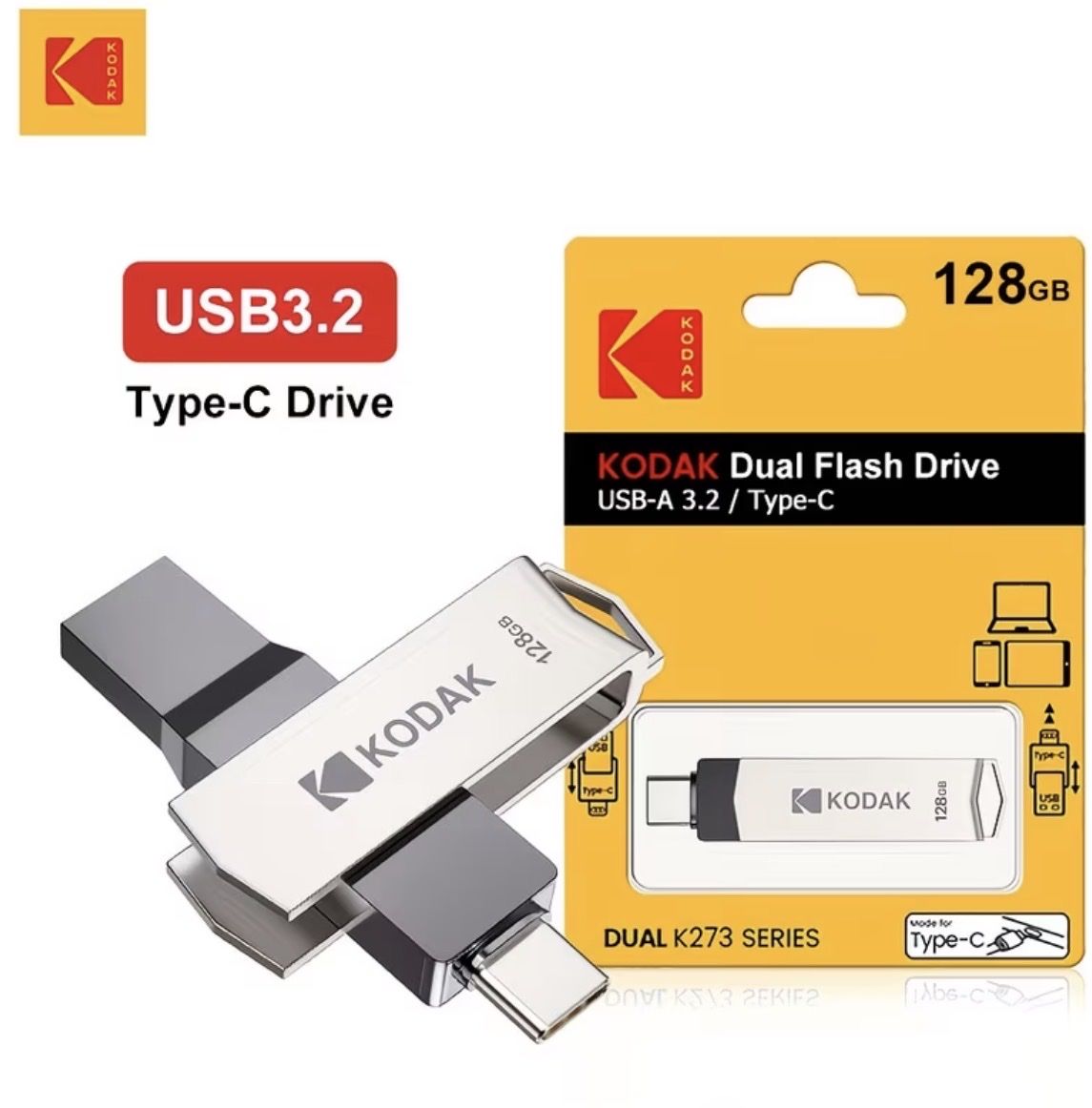 Chiavette USB: Kodak Dual Flash Drive 128GB USB-A 3.2 / Type-C – Nuovo e nell'imballaggio originale da Kloten venduto da digi-Galaxy 1
