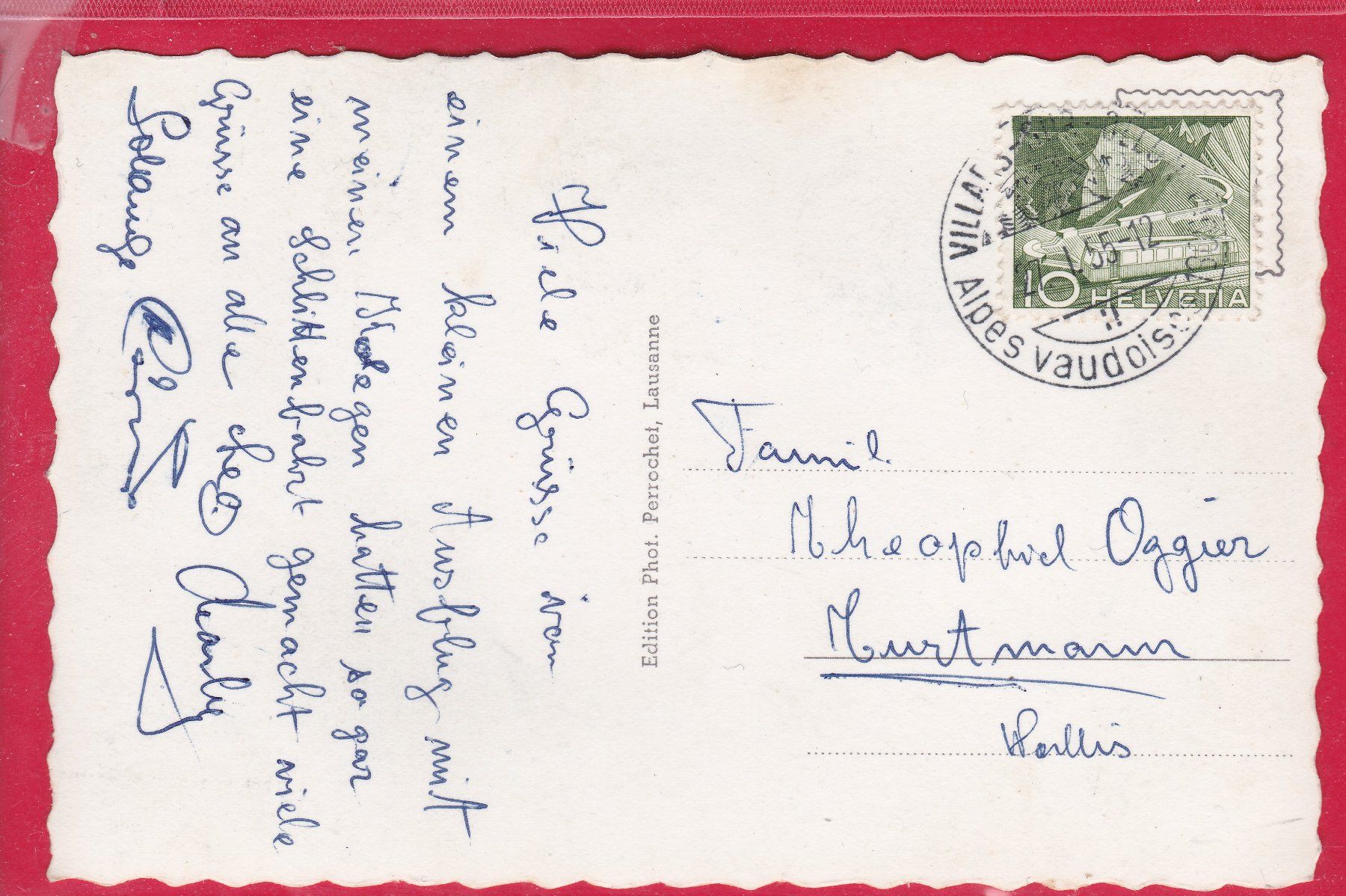 Cartoline postali: BRETAYE ET LE CHAMOSSAIRE, 27.1.1955 – Usato da Oberrieden venduto da Gebirgsstelze 1
