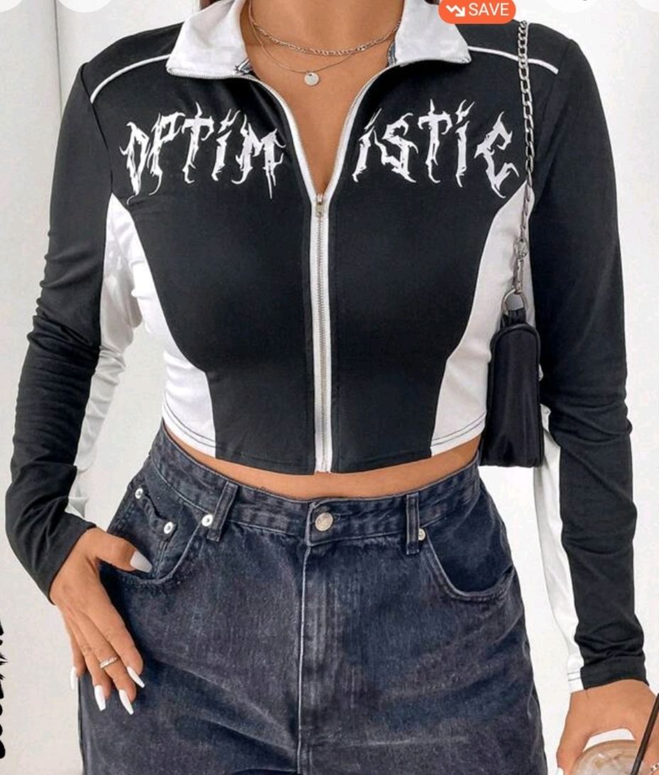 Top: pull zippé noir et blanc, taille L – Nuovo (secondo la descrizione) da Lausanne venduto da Cassandra11