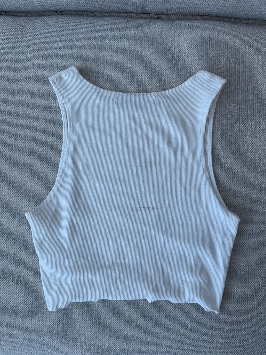 Pull&Bear Top: Pull&Bear White Ribbed Cropped Tank Top - Size XS – Usato da Zürich venduto da Isabella123 2