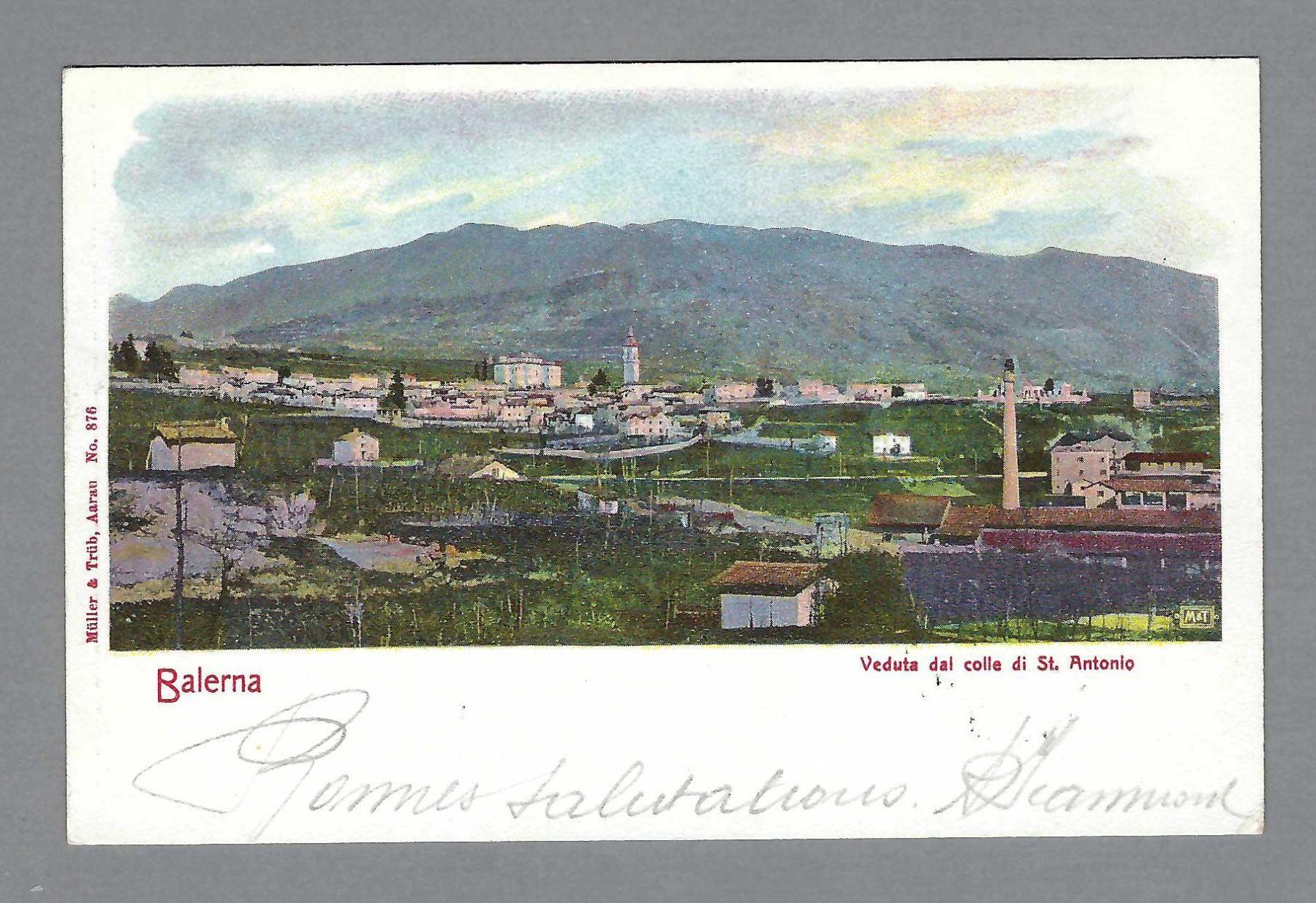 Cartoline postali: 1905, BALERNA, VEDUTA DAL COLLE ST. ANTONIO, NON COMUNE – Usato da Pura venduto da ulisse1957