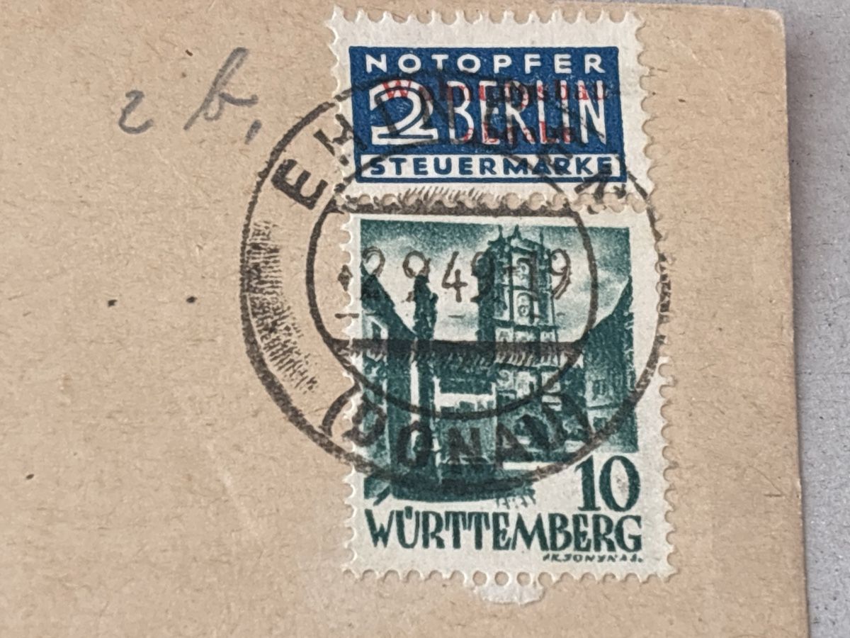 Tutti i francobolli: Brief mit Stempel Berlin Württemberg Notopfer 1949 – Usato da Zürich venduto da engebrunau 1