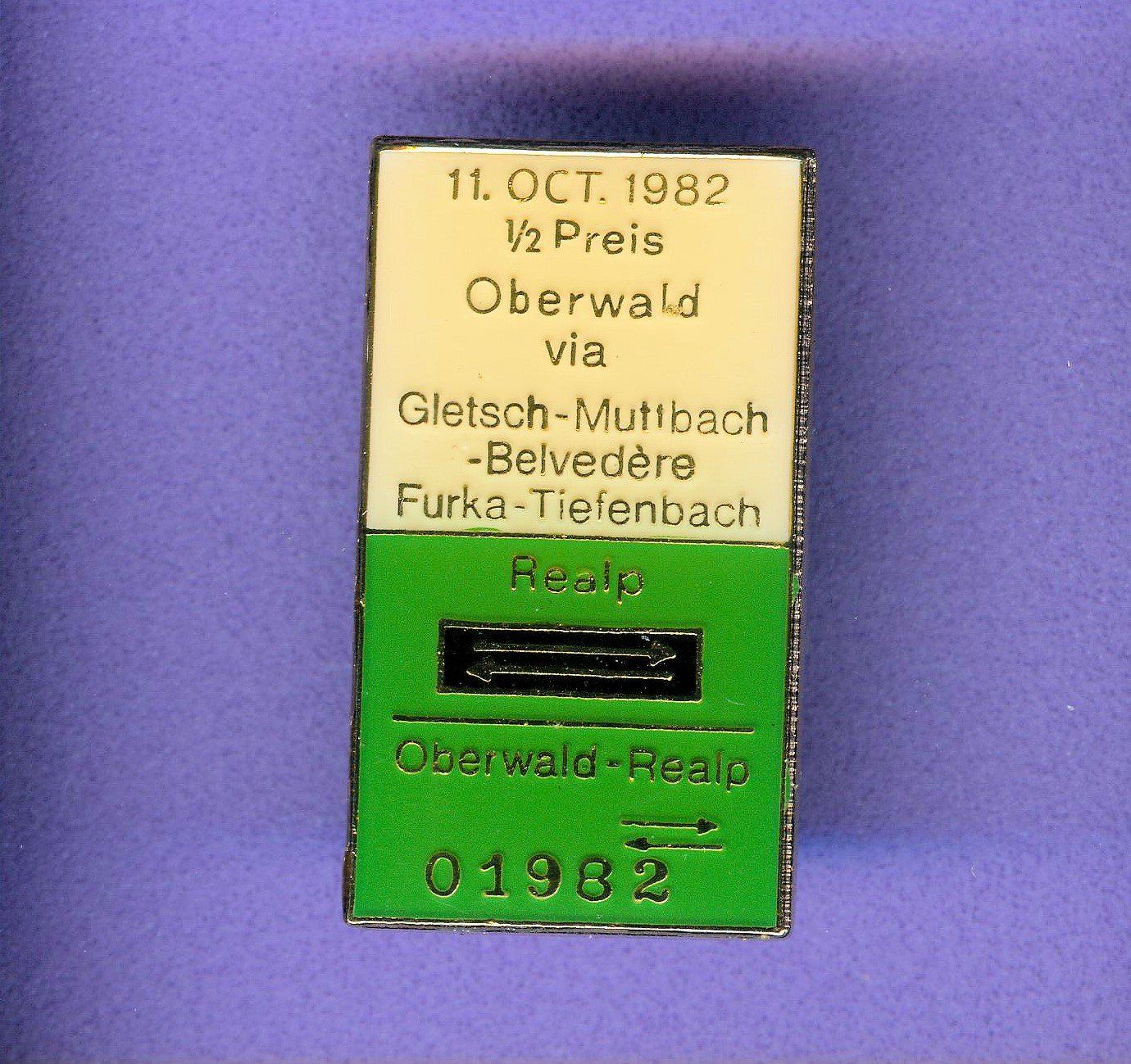 Placchette & Badge: Bahnbillett  Oberwald - Realp – Usato da Winterthur venduto da Sammleroase