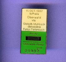 Bahnbillett  Oberwald - Realp