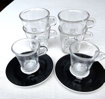 6 NESPRESSO Tassen Glas mit Unterteller (Set B)