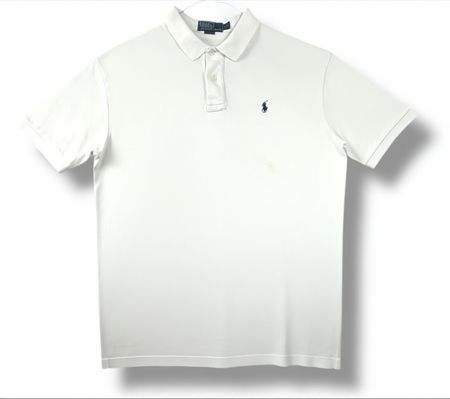 Polo Ralph Lauren Blanc logo bleu marine - Taille L