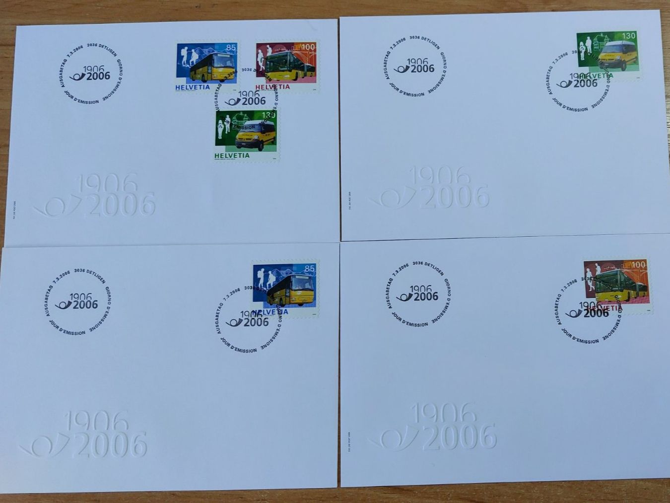 Tutti i francobolli: F1192 - 4 FDC Car Postal Suisse – Usato da Trélex venduto da Phil_Albert